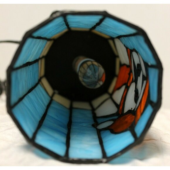 Stained Glass Snowman Lamp Blue White Scene Accent Christmas Hat Scarf Orange - Picture 6 of 8